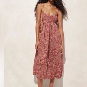 J. Crew Strawberry Print Voile Empire Waist Midi Dress in Cotton